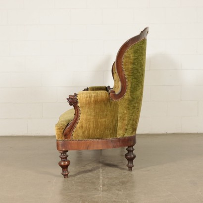 Eclectic Revival Sofa Walnut Italy 19th Century