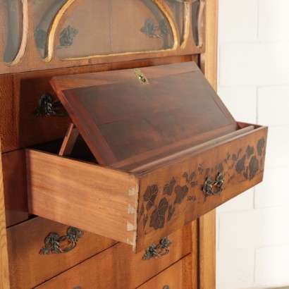 Chest Of Drawers Art Nouveau Sessile Oak Brass Italy End 800 Early 900