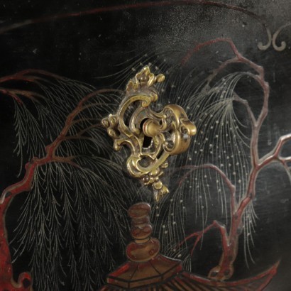 Commode Barocchetto Laqué à Chinoiserie Marbre Italie 20ème Siècle