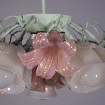 Ceiling Lamp Blown Glass Metal Italy 1950s