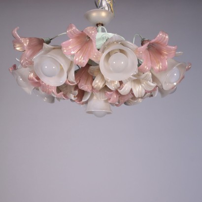 Ceiling Lamp Blown Glass Metal Italy 1950s