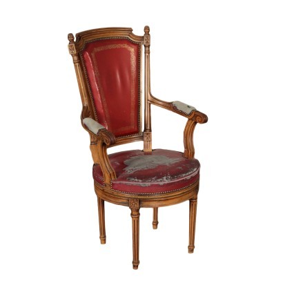 Neo-Classical Revival Armchair Beech and Padding Italy 20th Centtury