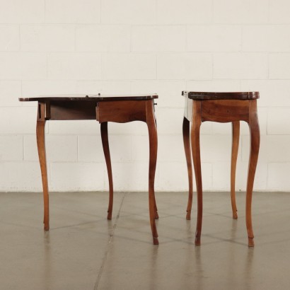 Pair of Small Barocchetto Revival Tables Walnut Italy 18th Century