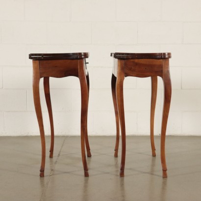 Pair of Small Barocchetto Revival Tables Walnut Italy 18th Century