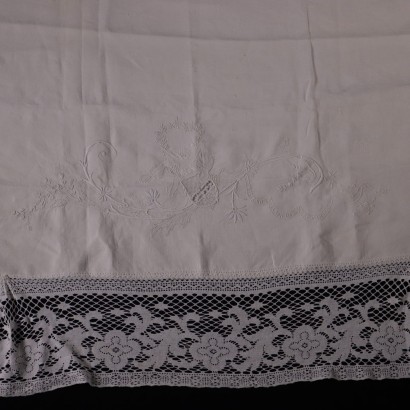 Drap avec 2 Taies D\'Oreiller Lin - Italie XIX Siècle