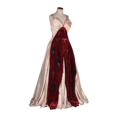 Vinatege Evening Dress Satin and Velvet MIlan Italy 1950s
