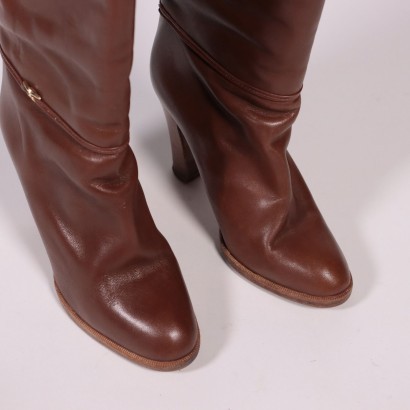 Vintage Boots In Brown Leather Italy 1980s