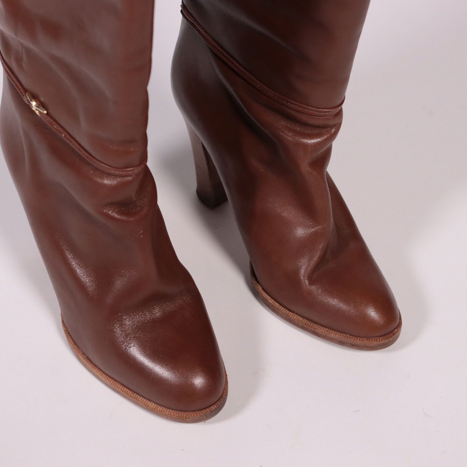 Stivali Vintage In Pelle Marrone Abbigliamento e Corredi Vintage
