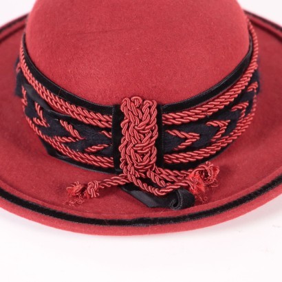 Vintage Women's Hat Red Felt Milan Italy 1960s 1970s