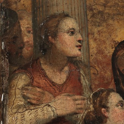 Marie Madeleine écoute la prédication du Christ Peinture sur Cuir '500