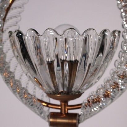 Ceiling Lamp Brass Glass Italy 1930s 1940s