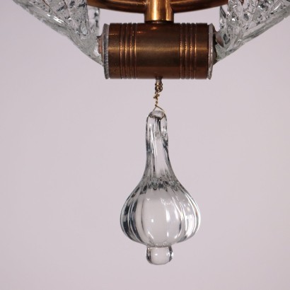 Ceiling Lamp Brass Glass Italy 1930s 1940s