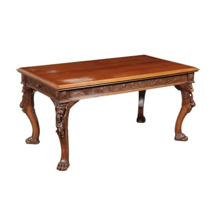 Large Table Neo-Renaissance Revival Walnut Italy 20th Century