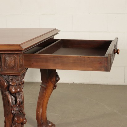 Large Table Neo-Renaissance Revival Walnut Italy 20th Century