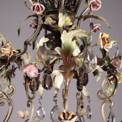 Chandelier Iron Shear Plate Glass Italy 20th Century