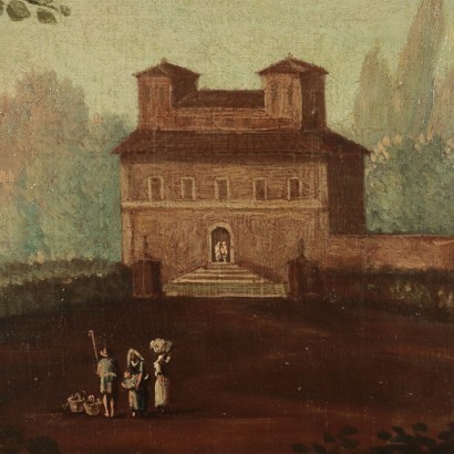 Paysage avec Figures Huile sur Toile XVII-XVIII Siècle