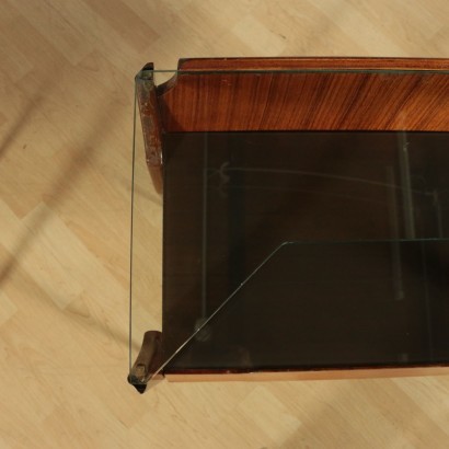 Bedside Tables Rosewood Veneer Back-Treated Glass Brass Italy 50s 60s