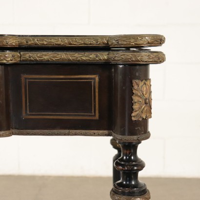 Gaming Table Ebonized Wood Bronze Italy 20th Century