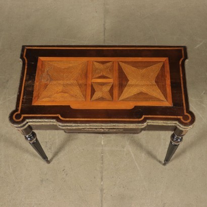 Gaming Table Ebonized Wood Bronze Italy 20th Century