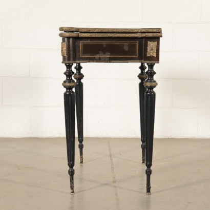 Gaming Table Ebonized Wood Bronze Italy 20th Century