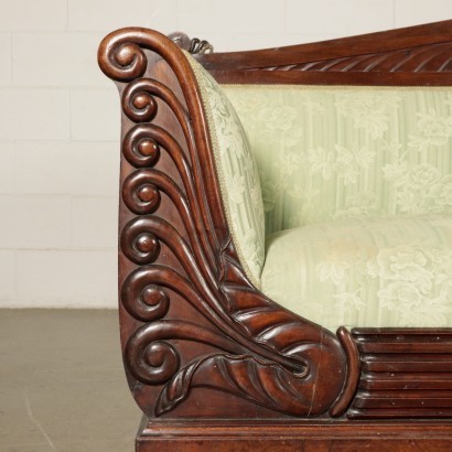 Sleigh Sofa Restoration Burr Walnut Italy Second Quarter 19th Century