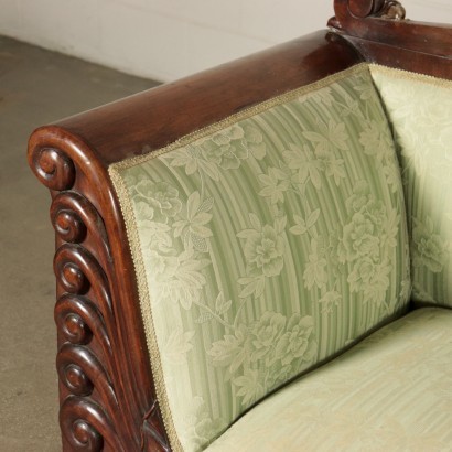 Sleigh Sofa Restoration Burr Walnut Italy Second Quarter 19th Century