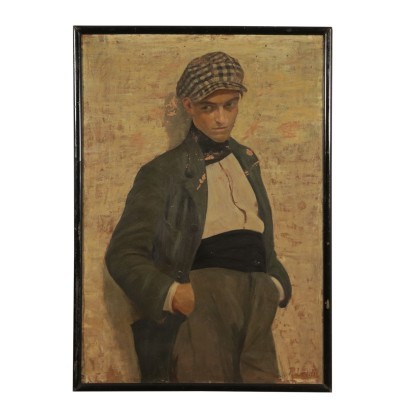 Figure By Pietro Leidi Oil on Canvas 20th Century