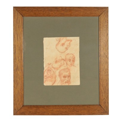 Study of Heads Blood on Paper 19th Century