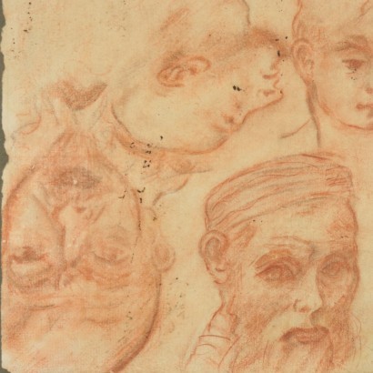 Study of Heads Blood on Paper 19th Century