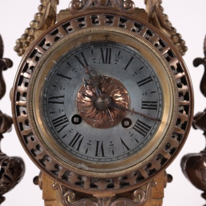 Table Clock with Candlestick Bronze France 19th Century