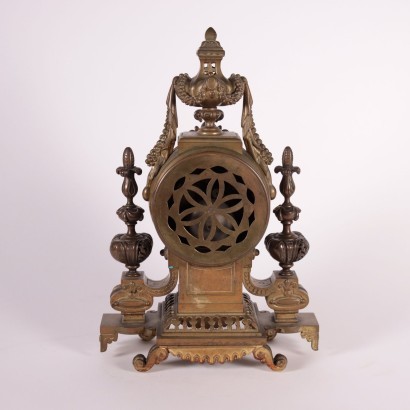 Table Clock with Candlestick Bronze France 19th Century