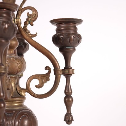 Table Clock with Candlestick Bronze France 19th Century