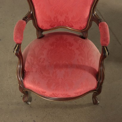 Pair of Louis Philippe Armchairs Padded Brass Germany 19th Century
