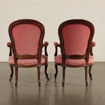 Pair of Louis Philippe Armchairs Padded Brass Germany 19th Century