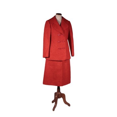 Vintage Cherry Red Suit Wool Italy 1960s-1970s