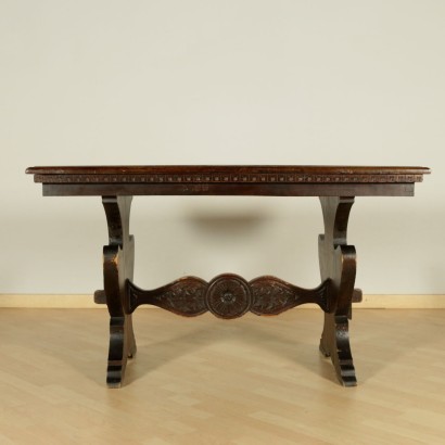 Table En Style Néo-Renaissance Hêtre Italie 20ème Siècle