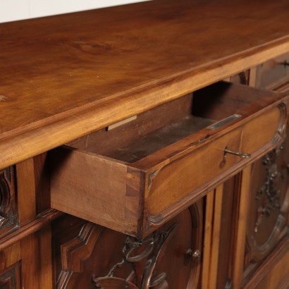 Umbertine Shop Counter Walnut and Glass Italy 19th Century