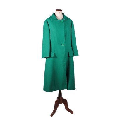 Vintage Green Coat Wool Milan Italy 1970s