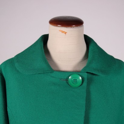 Vintage Green Coat Wool Milan Italy 1970s