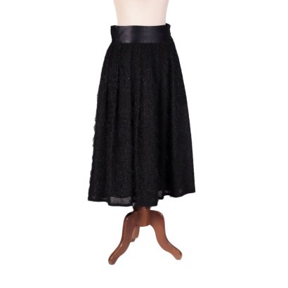 Vintage Black Skirt with Lamé Wire Italy 1970s-1980s