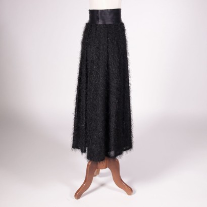 Vintage Black Skirt with Lamé Wire Italy 1970s-1980s