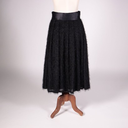 Vintage Black Skirt with Lamé Wire Italy 1970s-1980s