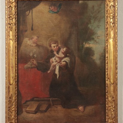 Saint Anthony Of Padua With Baby Jesus Oil On Canvas 17th 18th Century