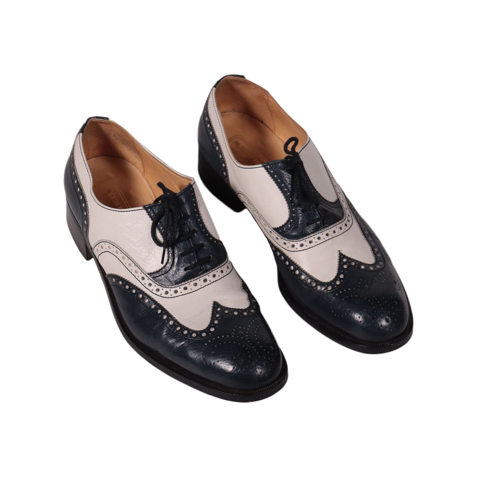 vera pelle scarpe Wingtip Scarpe Calzature uomo Scarpe Oxford e francesine Scarpe Brogue in stile vintage in bianco e nero 
