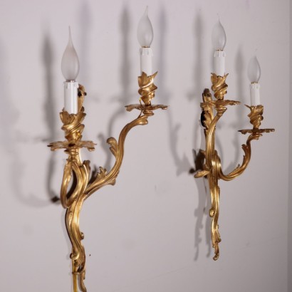 Pair of Napoleon III Wall Lights Gilded Bronze Italy 19th Century