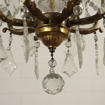 16th Light Chandelier Gilded Bronze Crystal Italy 20th Century