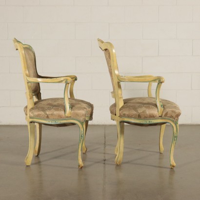 Pair of Barocchetto Revival Armchairs Italy 20th Century