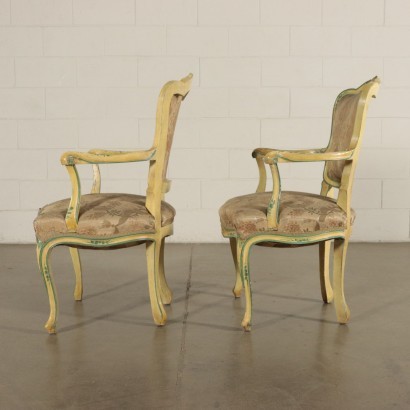 Pair of Barocchetto Revival Armchairs Italy 20th Century