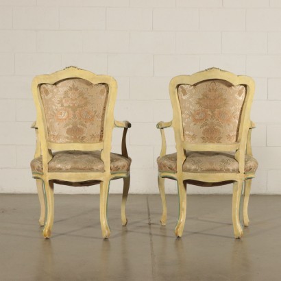 Pair of Barocchetto Revival Armchairs Italy 20th Century