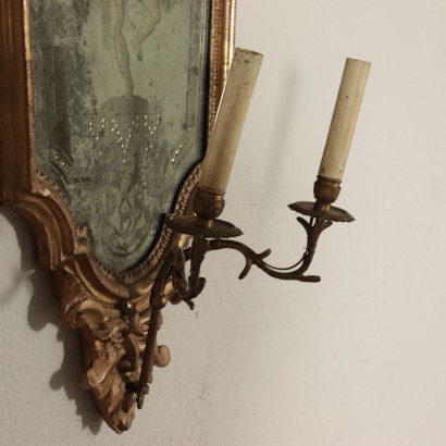 Group of 3 Luois XIV Wall Mirror Iron and Wood 18th Century